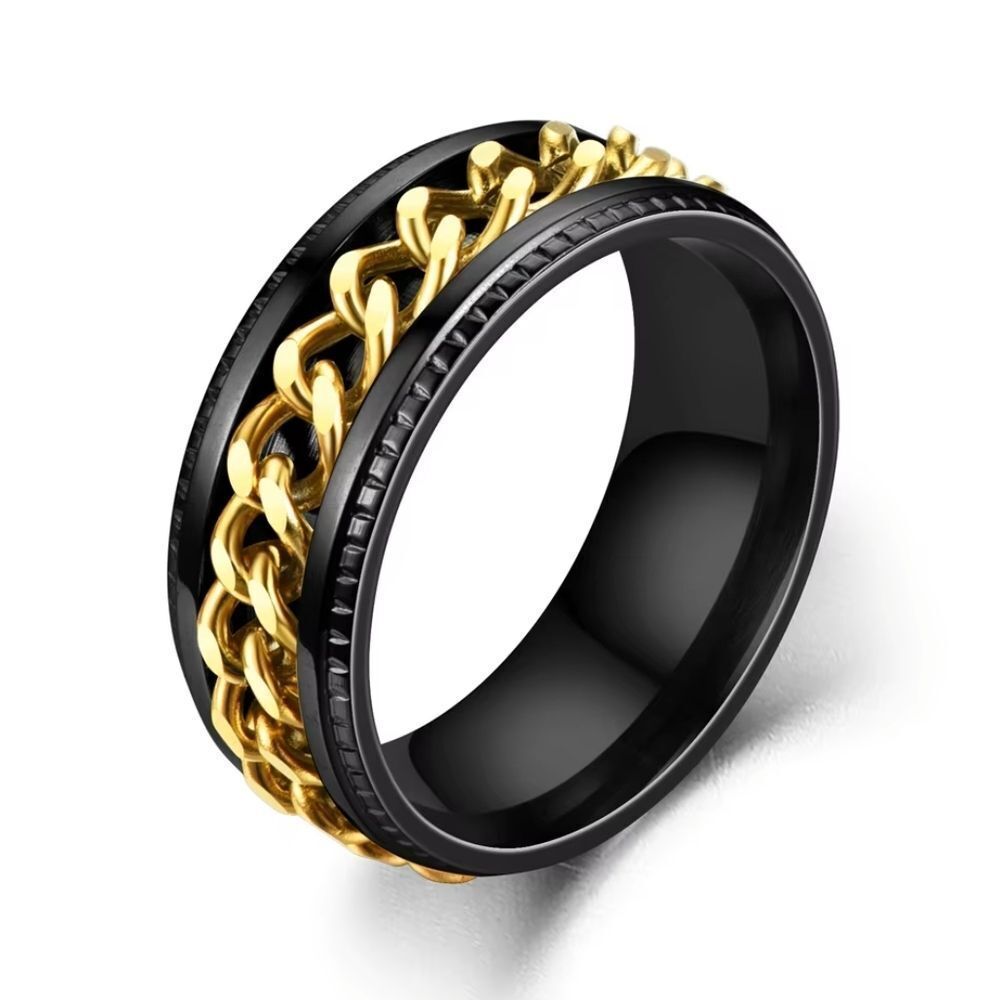 💕 $6 Bundled  Black and Gold Chain Anxiety Ring Sz. 11